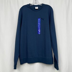 Puma Textured Crewneck Sweatshirt Blue Men's Large NWT Ribbed Athletic Pullover
